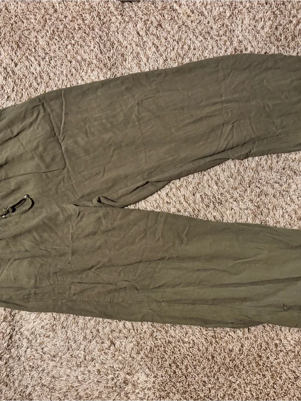 Women’s Olive Green Casual linen Drawstring Pants